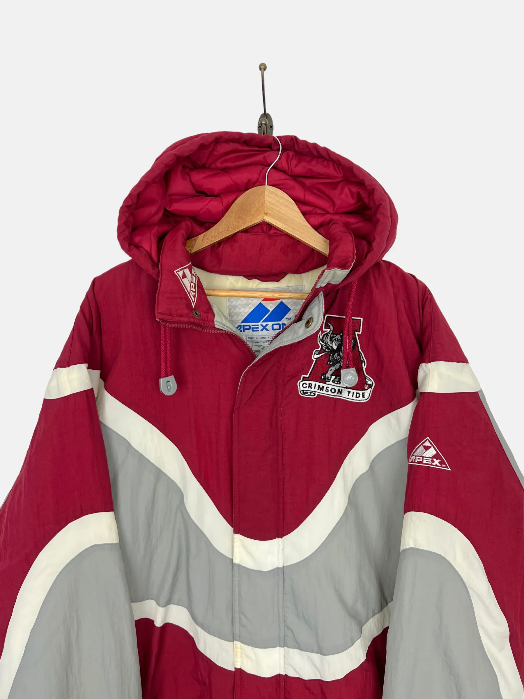 90's Alabama Crimson Tide Embroidered Vintage Puffer Jacket with Hood Size L-XL