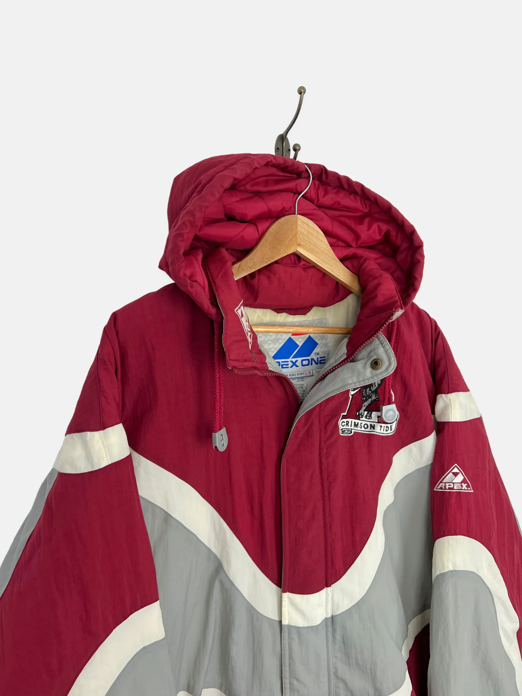 90's Alabama Crimson Tide Embroidered Vintage Puffer Jacket with Hood Size L-XL