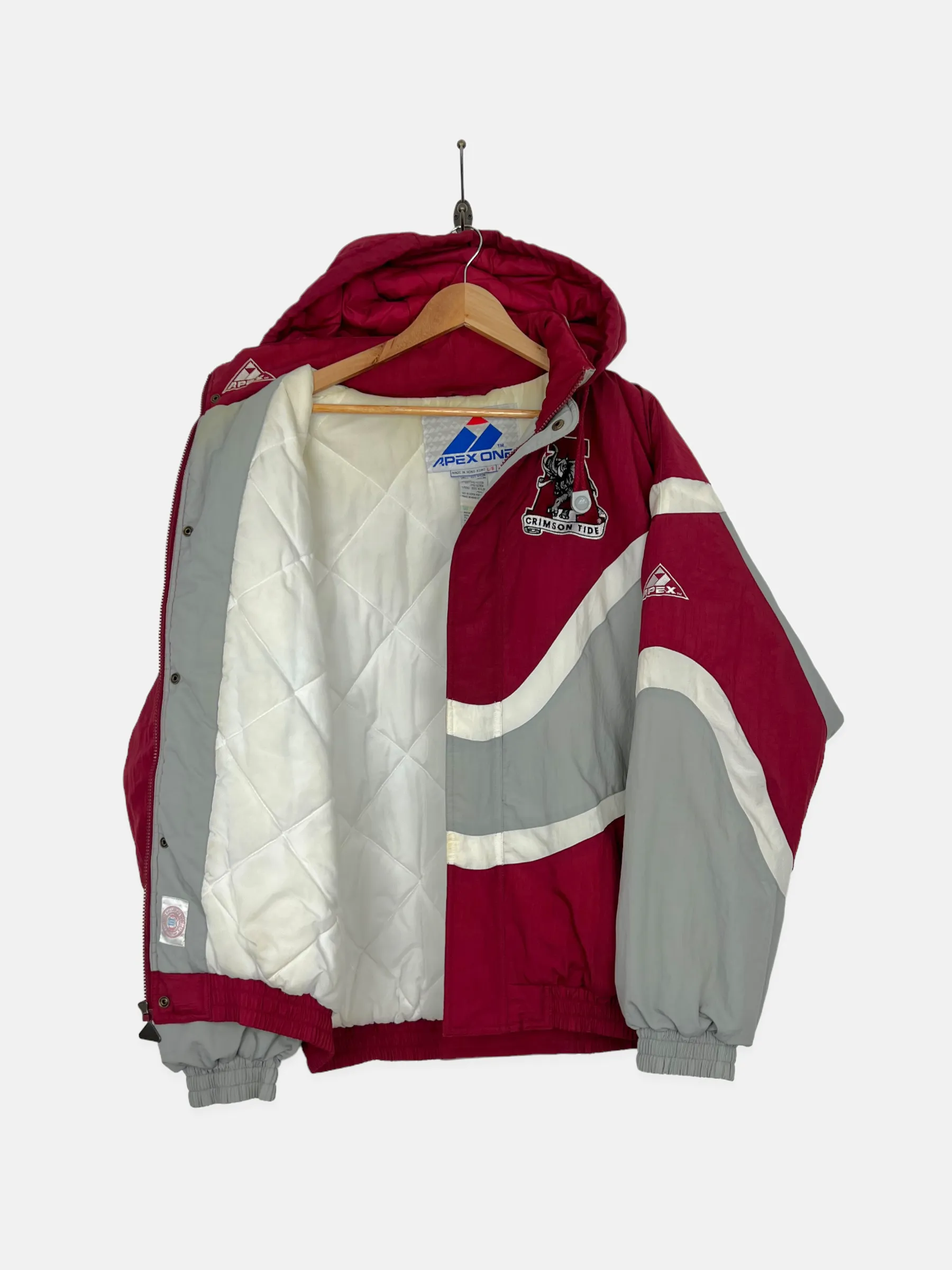 90's Alabama Crimson Tide Embroidered Vintage Puffer Jacket with Hood Size L-XL