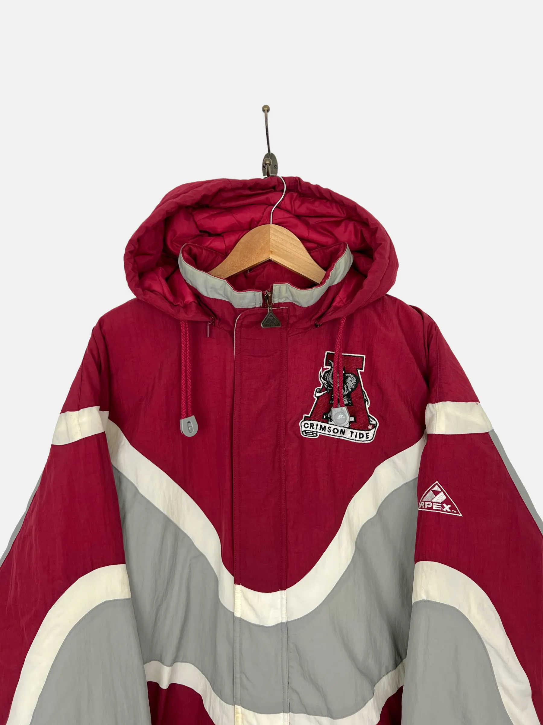 90's Alabama Crimson Tide Embroidered Vintage Puffer Jacket with Hood Size L-XL