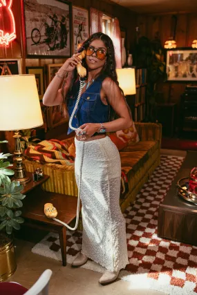 Coastal Cowgirl Maxi Skirt in Cream