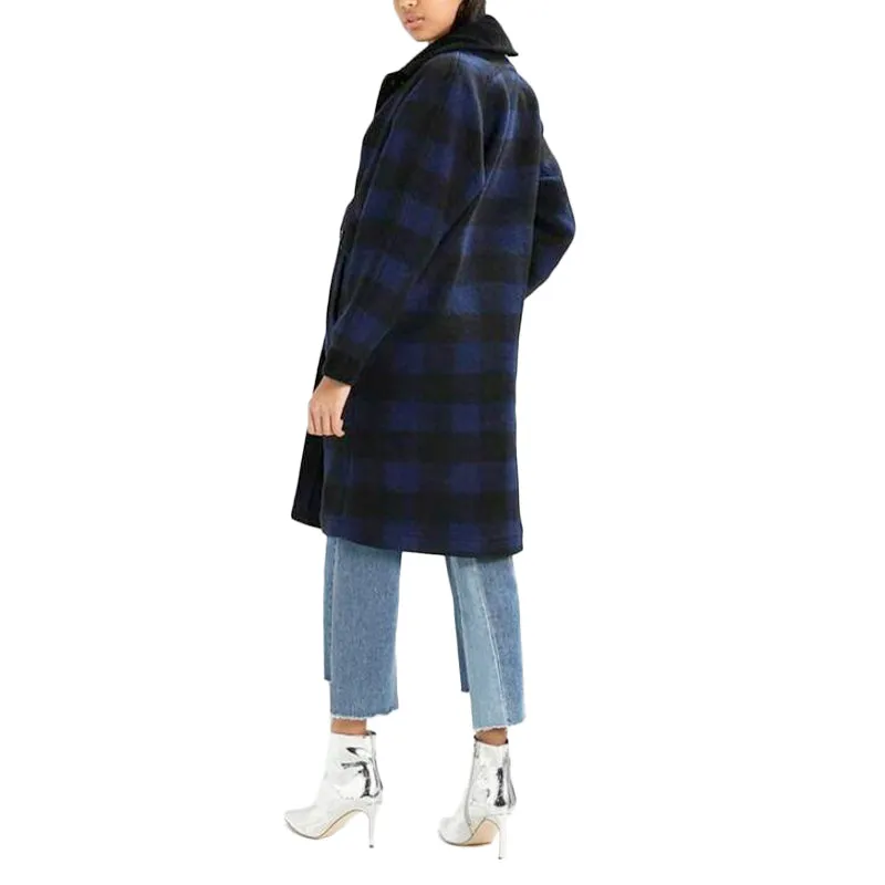 DIESEL W-Dana Womens Waistcoat Single Breasted Trench XXS S L Blue Buffalo Check