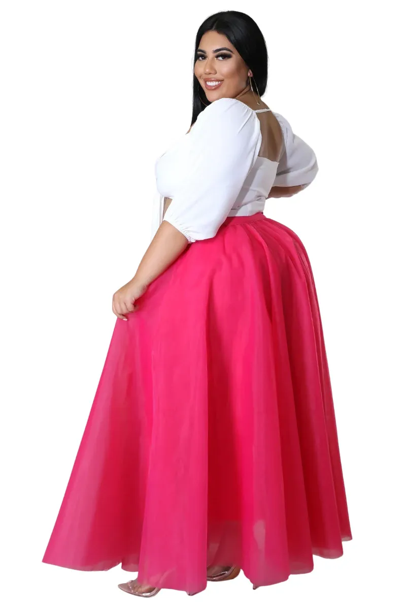 Final Sale Plus Size Maxi Tulle Tutu Skirt in Fuchsia (SKIRT ONLY)