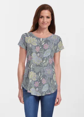 Isabellas Garden (13410) ~ Signature Short Sleeve Scoop Neck Flowy Tunic