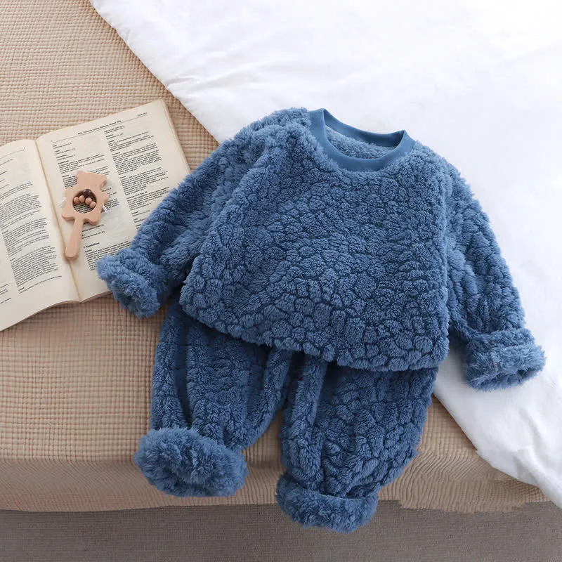 Kid 2-Piece Flannel Pajamas Thermal Set