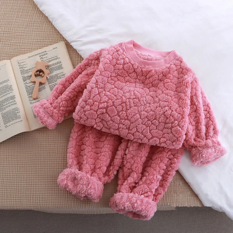 Kid 2-Piece Flannel Pajamas Thermal Set