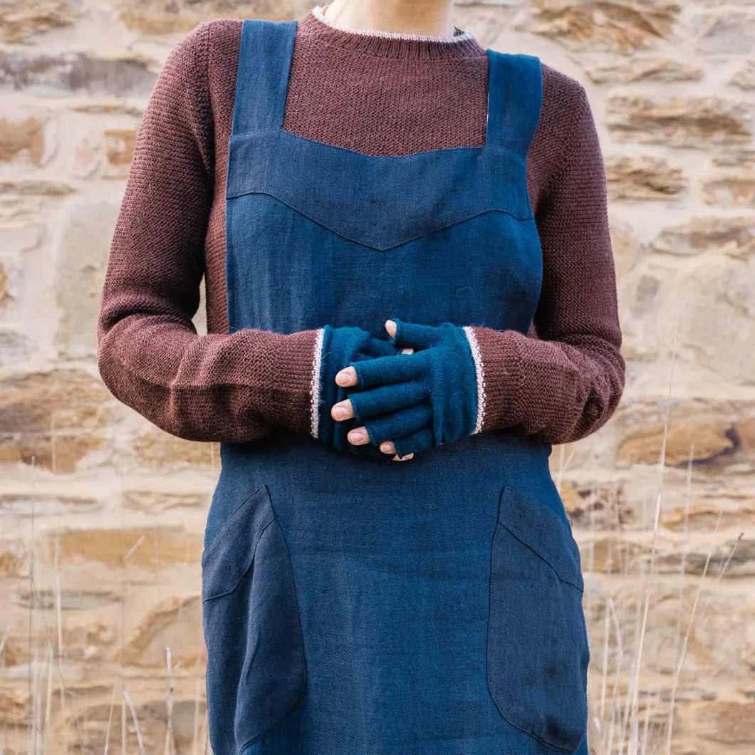Long Fingerless Gloves in 100% Merino - Navy *SECONDS/MENDED