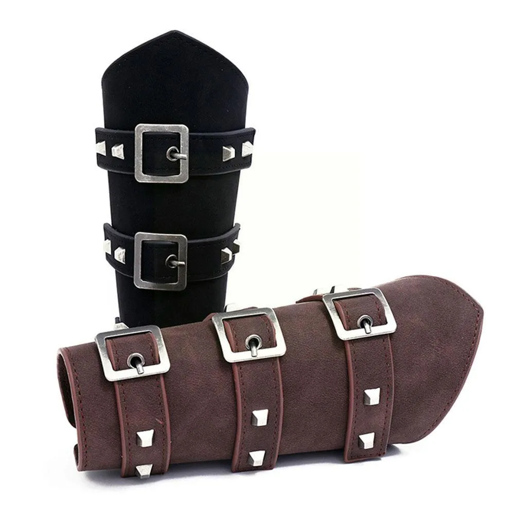 Medieval Cosplay Leather Armor Arm Warmers Knight Bracer Steam Viking