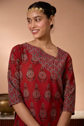 Okhai "Shalimar" Handblock Printed Ajrakh Pure Cotton Kurta Pant Set