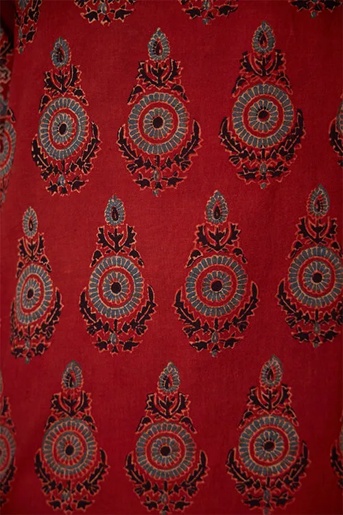 Okhai "Shalimar" Handblock Printed Ajrakh Pure Cotton Kurta Pant Set