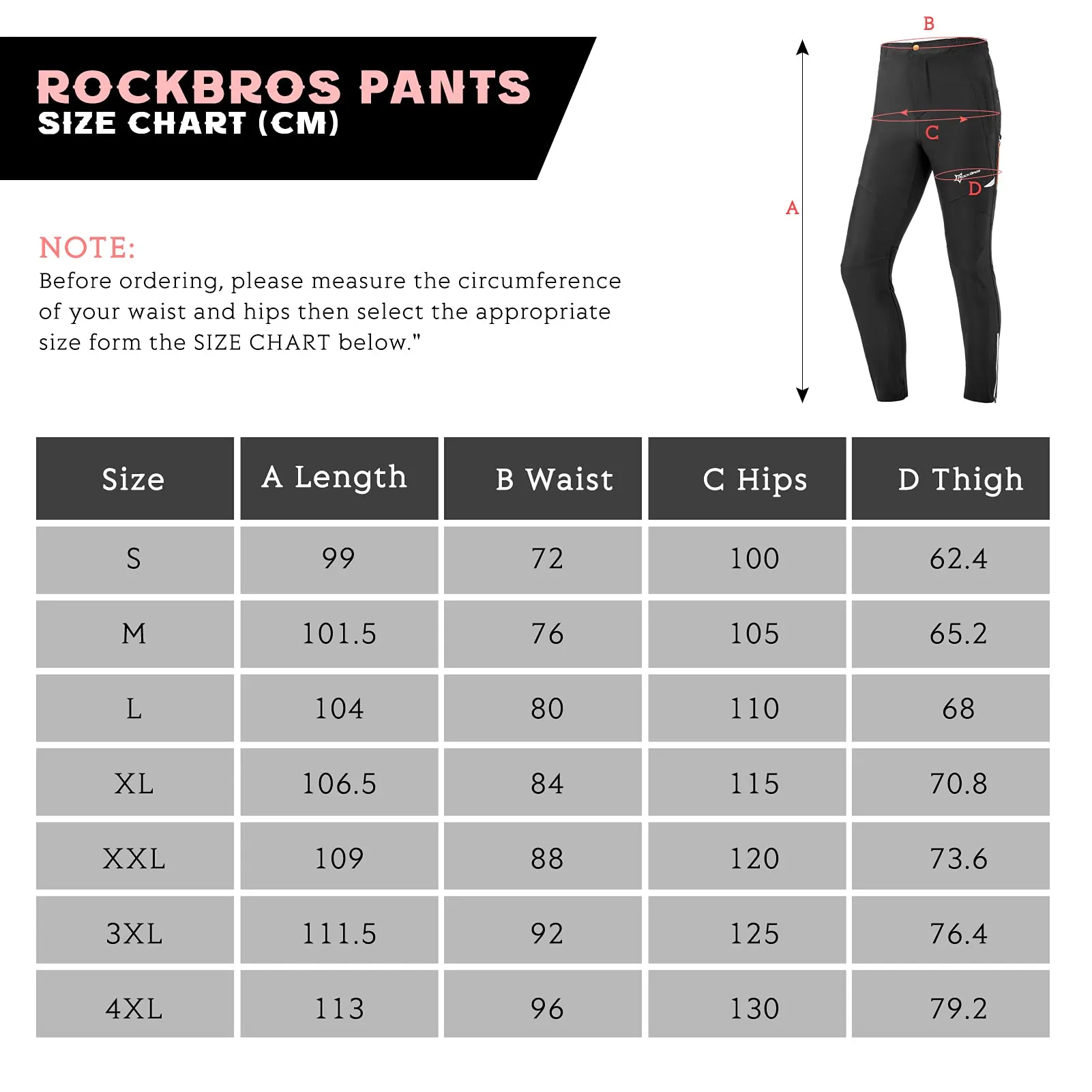 ROCKBROS Men’s Cycling Trousers Breathable Sport Pants High Elastic