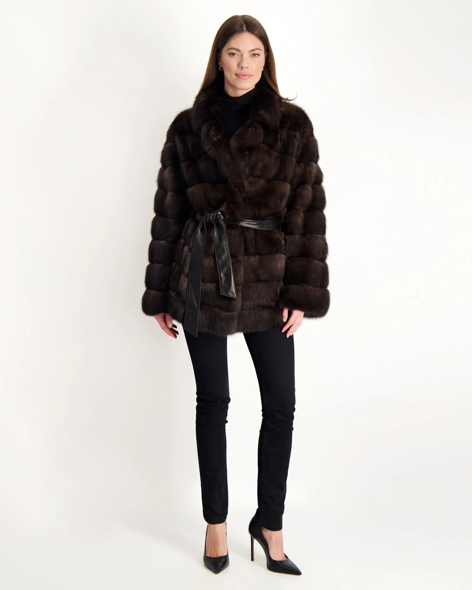 Sable Jacket with Leather Belt