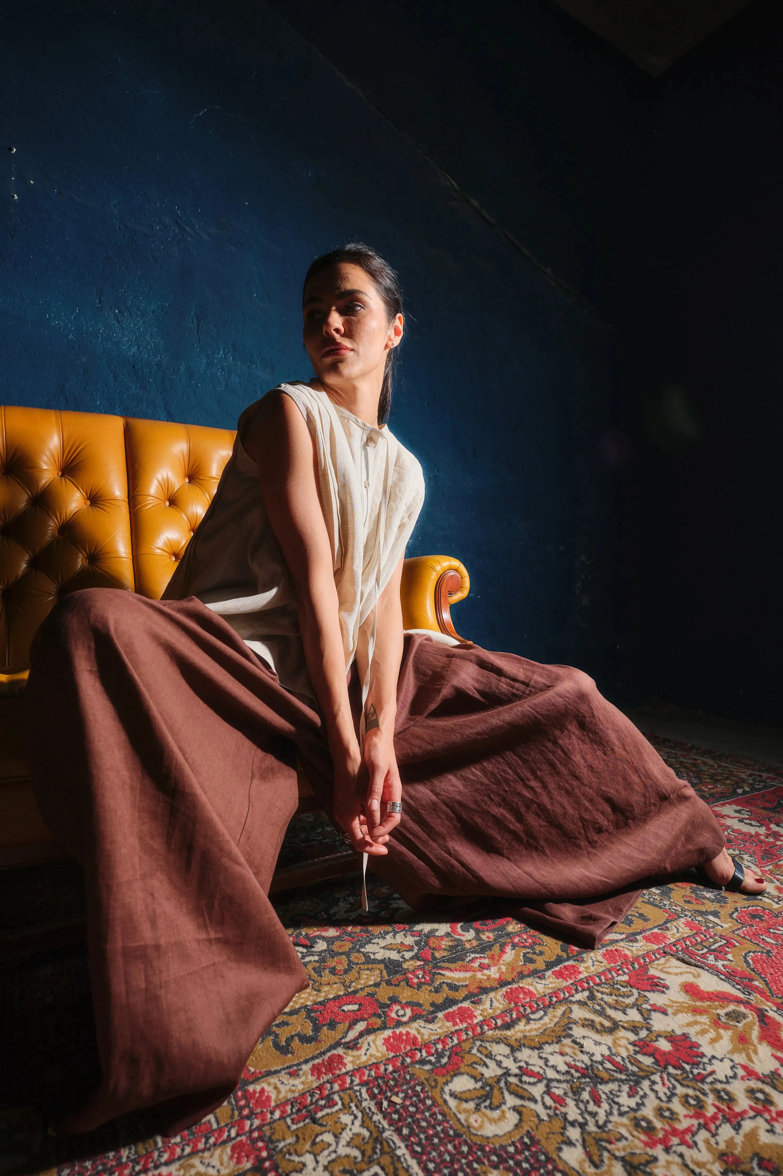 Women's Linen Shirt in Light Beige