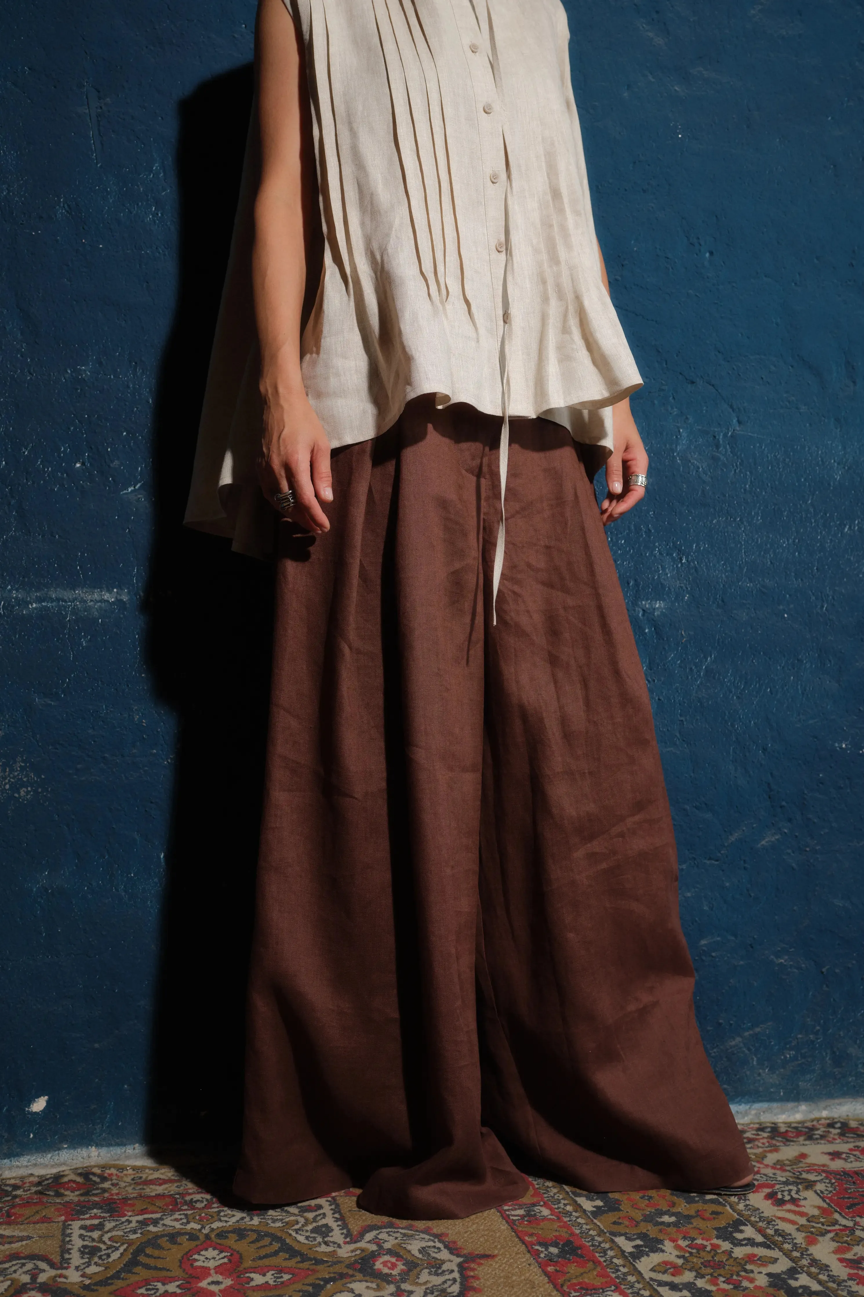 Women's Linen Shirt in Light Beige