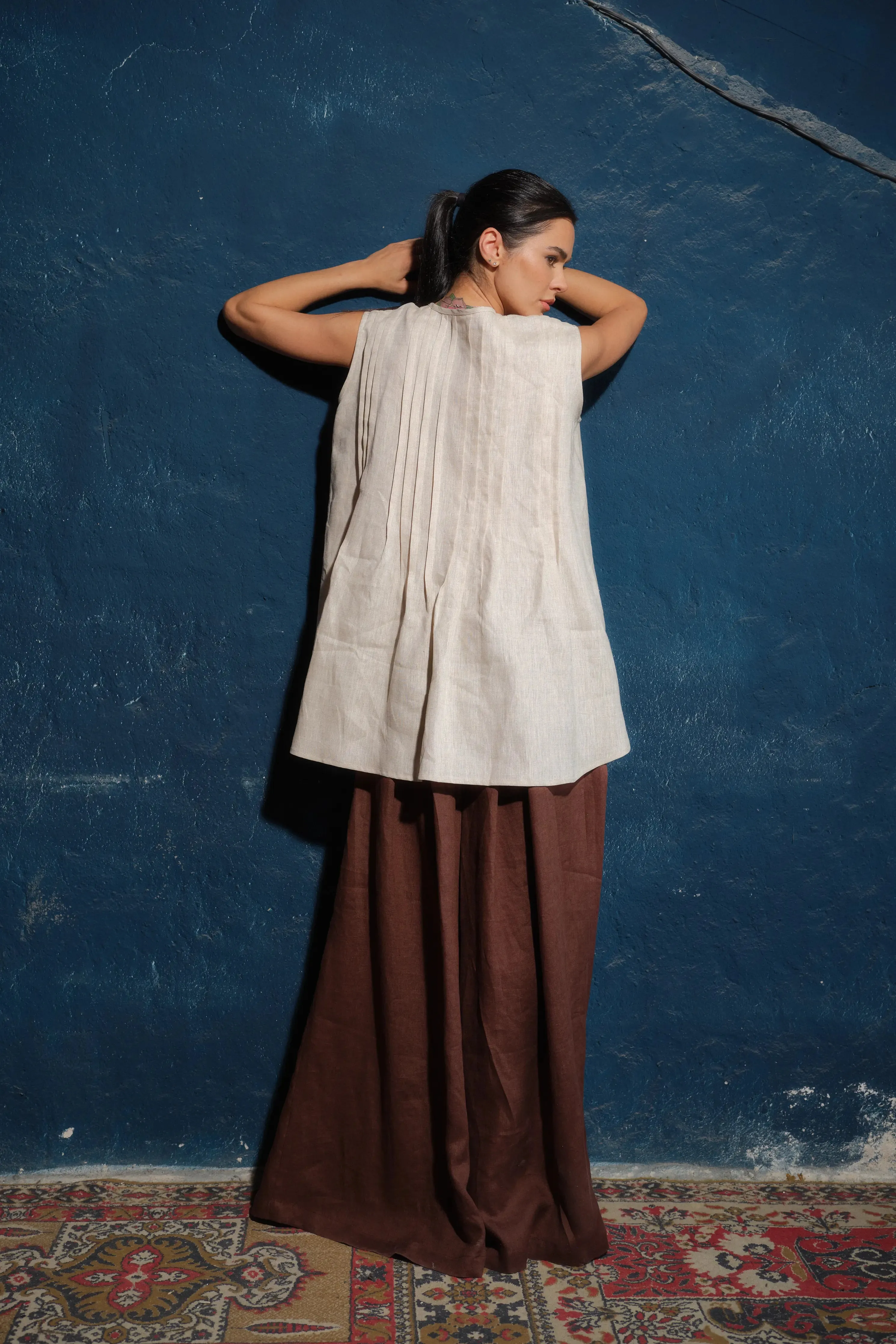 Women's Linen Shirt in Light Beige